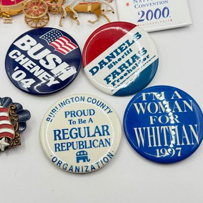 LOT 180J: 2001 White House Christmas Ornament & Collection of Republican Campaign Buttons