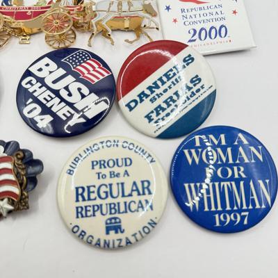 LOT 180J: 2001 White House Christmas Ornament & Collection of Republican Campaign Buttons