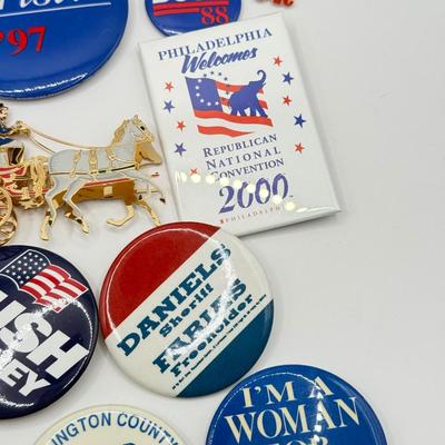 LOT 180J: 2001 White House Christmas Ornament & Collection of Republican Campaign Buttons