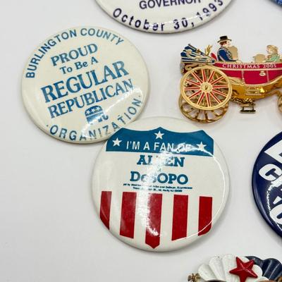 LOT 180J: 2001 White House Christmas Ornament & Collection of Republican Campaign Buttons