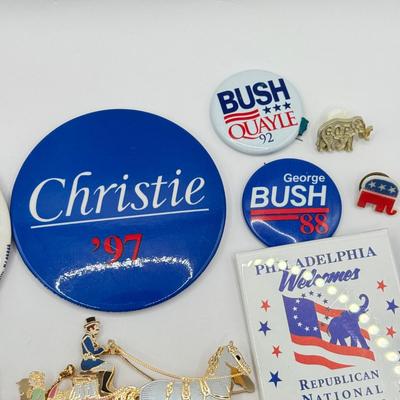 LOT 180J: 2001 White House Christmas Ornament & Collection of Republican Campaign Buttons