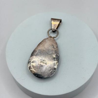LOT 182J: Vintage HT Sterling Silver Turquoise Pendant (16.7g)