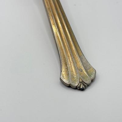 LOT 183J: Vintage Gold Tone Vanity Hand Mirror & Brush