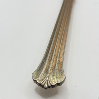 LOT 183J: Vintage Gold Tone Vanity Hand Mirror & Brush