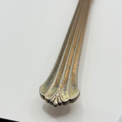 LOT 183J: Vintage Gold Tone Vanity Hand Mirror & Brush