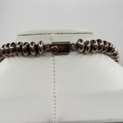 LOT 184J: Vintage Taxco Mexico 925 Sterling Silver 22” Bead Necklace (89.0g)