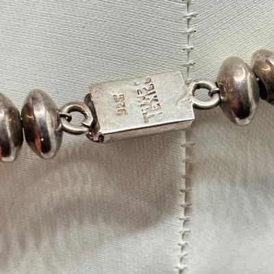 LOT 184J: Vintage Taxco Mexico 925 Sterling Silver 22” Bead Necklace (89.0g)