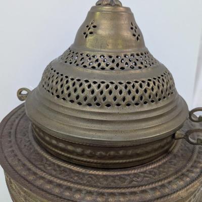 Antique Arabic Turkish Brass Brazier Pierced Brass Dome Crescent Moon & Star