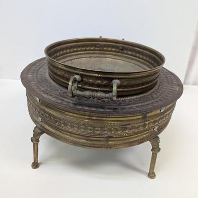 Antique Arabic Turkish Brass Brazier Pierced Brass Dome Crescent Moon & Star