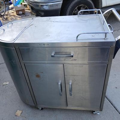 Mobile stainless steel food cart
