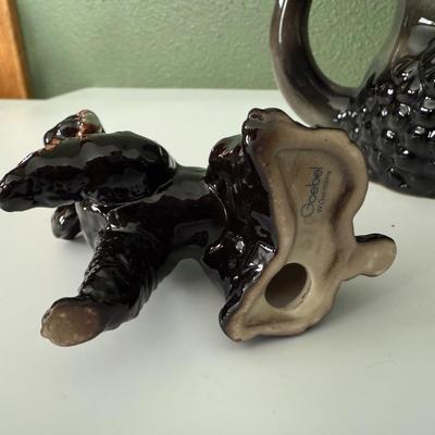 Vintage Black Poodle Dog Pitcher Goebel Poodle, Japan Spaghetti Poodles
