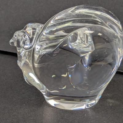 Steuben Rooster Hand Cooler Paperweight Marked Crystal Glass