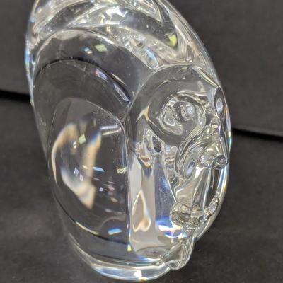 Steuben Rooster Hand Cooler Paperweight Marked Crystal Glass