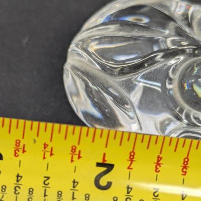 Steuben Frog Hand Cooler Paperweight Marked Crystal Glass