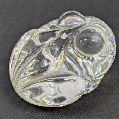 Steuben Frog Hand Cooler Paperweight Marked Crystal Glass
