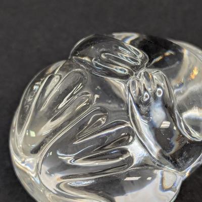 Steuben Frog Hand Cooler Paperweight Marked Crystal Glass
