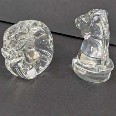 Steuben Horse & Dragon Hand Cooler Paperweight Marked Crystal Glass