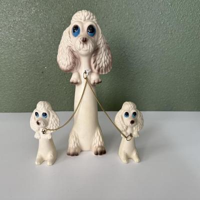 Vintage Japan Ceramic Poodle family