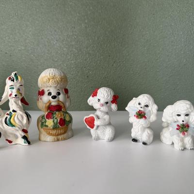 Group of Poodles, plus a bell Made in Taiwan and Japan,