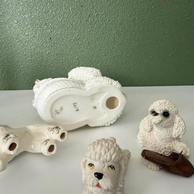 Vintage French Poodle with pups in tub, plus