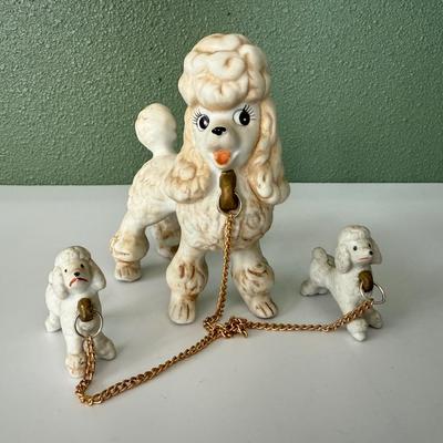 Vintage Trio Ceramic Bisque Poodles