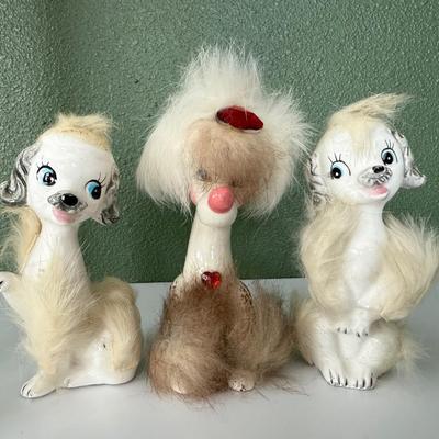 Vintage Napco Japan Ceramic Furry Poodles