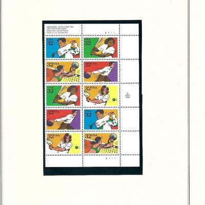 1995 US stamp collector sheet featuring Recreational Sports stamps