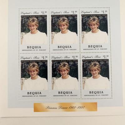 Bequia Princess Diana commemorative stamp set