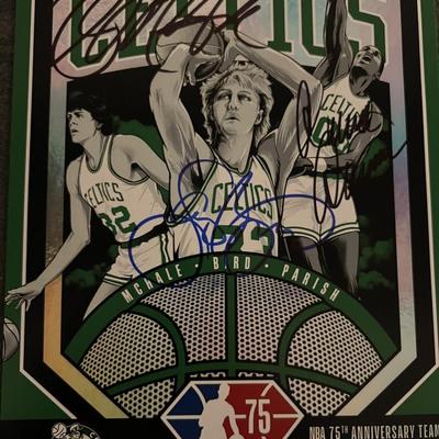Boston Celtics Larry Bird, Kevin McHale and Robert Parrish signed photo