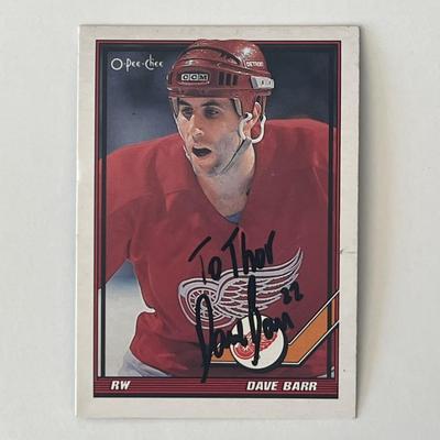 Detroit Red Wings Dave Barr 1991 O-Pee-Chee #147 signed trading card
