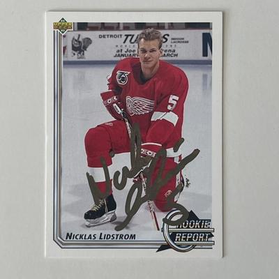 Detroit Red Wings Nicklas Lidström 1992 Upper Deck #363 signed trading card
