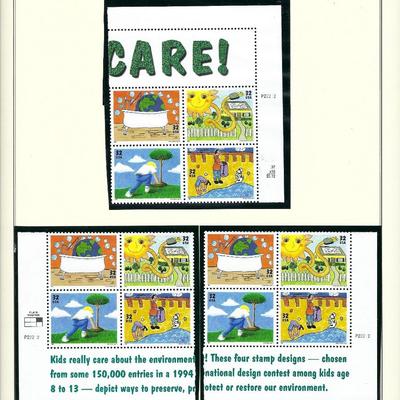 Earth Day stamps 3 plate blocks 12 x 32 cent stamps