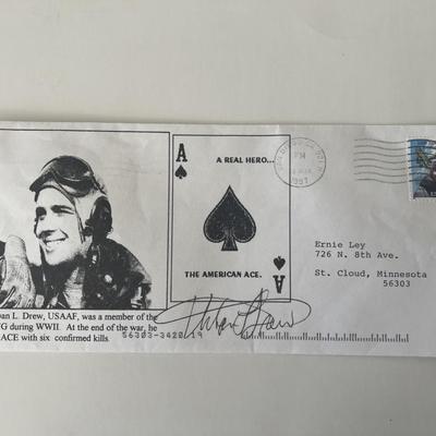 Lt. Urban L. Drew signed commemorative cover 