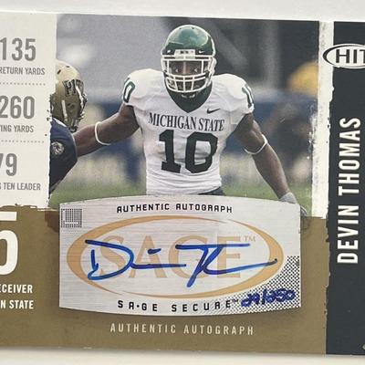 Michigan State Devin Thomas 2008 Sage #A68 signed trading card 