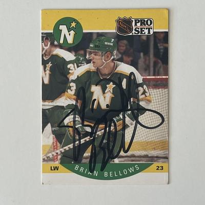 Minnesota North Stars Brian Bellows 1990 Pro Set #130 signed trading card