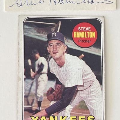 New York Yankees Steve Hamilton signed 1969 Topps #69 trading card