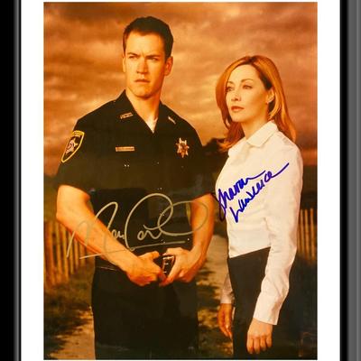 NYPD Blue signed photo autographed by Mark-Paul Gosselaar and Sharon Lawrence. 8X10 Inches