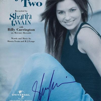 Shania Twain signed sheet music 