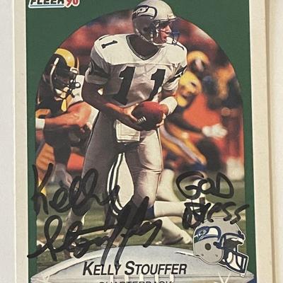 Seattle Seahawks Kelly Stouffer 1990 Fleer #273 signed trading card