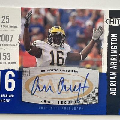 University of Michigan Adrian Arrington 2008 Sage Hit #A16 trading card