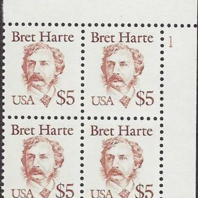  $5 Bret Hart Writer Plate Block 