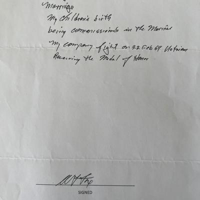 Wesley L. Fox signed note 