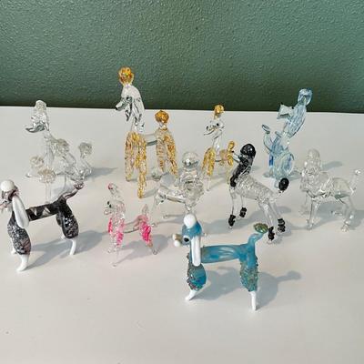 Group of Mini glass Poodles