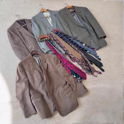 Hart Schaffner & Marx, Jefferson, Izod, Christian Dior, and Other Suit Jackets and Ties (FE-DZ)
