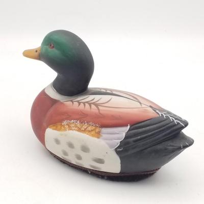 Lot of 3 Vintage Ducks / Swan Decorative Decoys, Handpainted: Handcarved Wood & Brass, Ceramic Jasco Lint Remover Brush, Cast Iron...