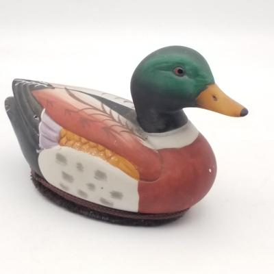 Lot of 3 Vintage Ducks / Swan Decorative Decoys, Handpainted: Handcarved Wood & Brass, Ceramic Jasco Lint Remover Brush, Cast Iron...