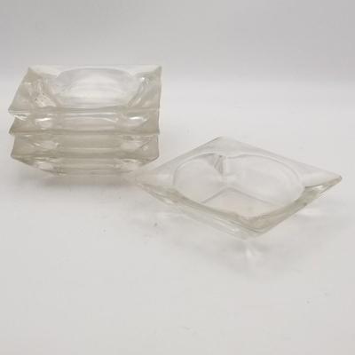 Lot of 12 Vintage Ashtrays / Trinket Dishes: Luby's, Iridescent Carnival Glass, Anchor Hocking Thumbprint Milk Glass, Star, Brass /...