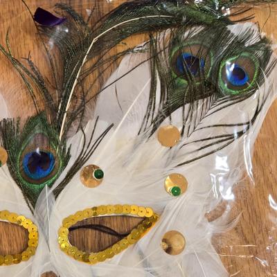Feather Mask, Wig, and Butterfly Fan