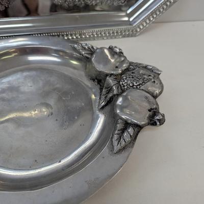 Hand Painted Turkey Platter Peacock Metal Serving Tray Berry Aluminum Tray