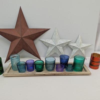 Metal Star Wall Decor Tray & Candle Holders